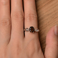 1.20 Ct Oval Cut Smoky Quartz & Round Cz Solitaire Promise Ring In 925 Sterling Silver
