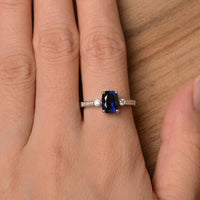 2 Ct Cushion Cut Blue Sapphire 925 Sterling Silver Solitaire W/Accents Anniversary Gift Ring