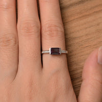 1.20 Ct Emerald Cut Alexandrite 925 Sterling Silver Solitaire W/Accents Engagement Ring