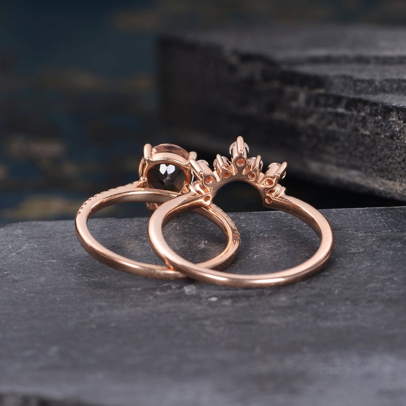 1 CT Pear Cut Morganite Diamond 925 Sterling Silver Bridal Set Anniversary Ring