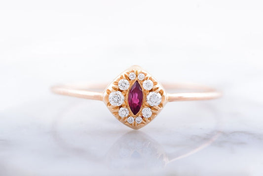 1 CT marquise Cut Red Ruby Diamond 925 Sterling Silver Halo Engagement Ring