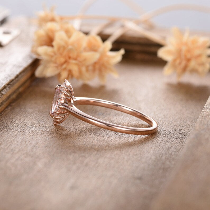 1 CT Oval Cut Morganite Diamond Rose Gold Over On 925 Sterling Silver Anniversary Ring Gift For Women