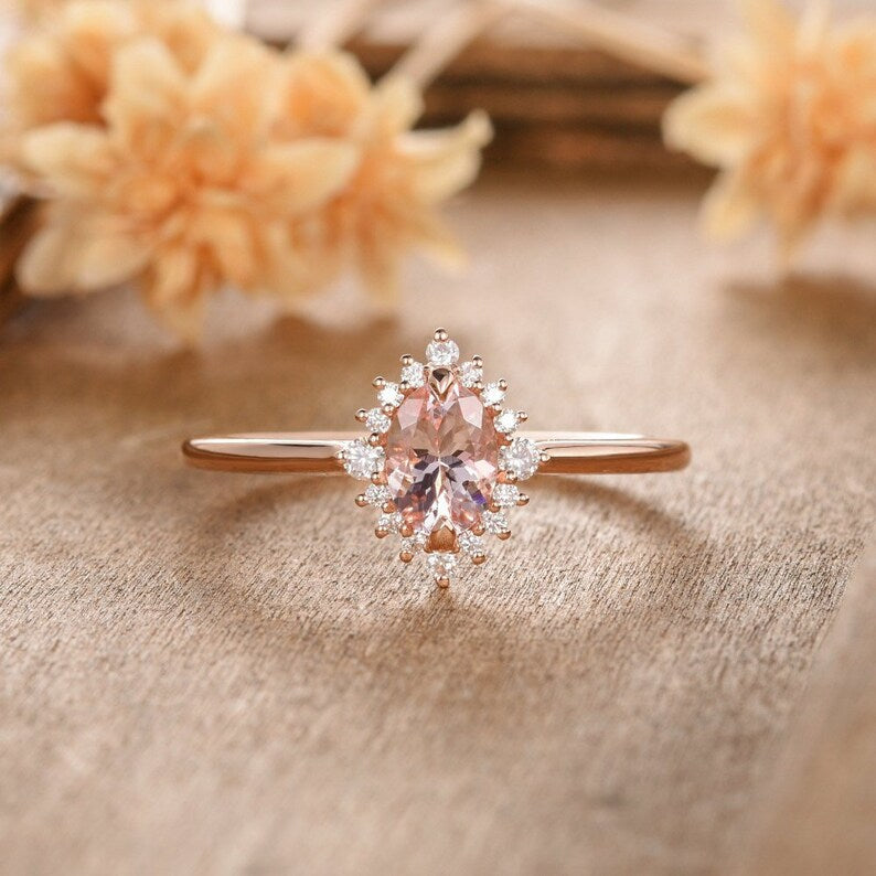 1 CT Oval Cut Morganite Diamond Rose Gold Over On 925 Sterling Silver Anniversary Ring Gift For Women