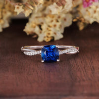 1.75 Ct Cushion Cut Blue Sapphire 925 Sterling Silver Infinity Promise Gift Ring