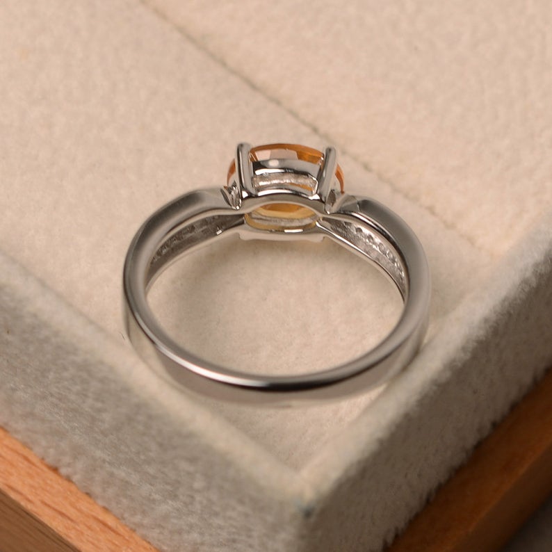 2.10 Ct Oval Cut Yellow Citrine 925 Sterling Silver Solitaire W/Accents Engagement Ring
