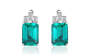 2.50 Ct Emerald Cut Green Emerald 925 Sterling Silver Solitaire Latch Back Earrings