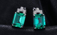 2.50 Ct Emerald Cut Green Emerald 925 Sterling Silver Solitaire Latch Back Earrings