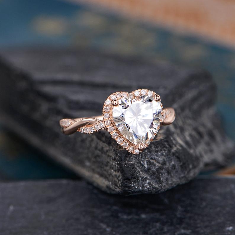 CT Heart Cut Diamond Rose Gold Over On 925 Sterling Silver Infinity Wedding Ring