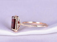 2 CT Emerald Cut Garnet Diamond 925 Sterling Silver Women's Halo Wedding Ring