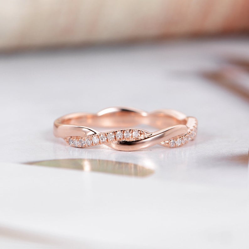 1 CT Round Cut Diamond 925 Sterling Silver Women Twisted Infinity Wedding Band Ring