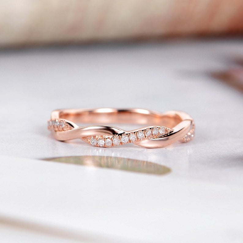 1 CT Round Cut Diamond 925 Sterling Silver Women Twisted Infinity Wedding Band Ring