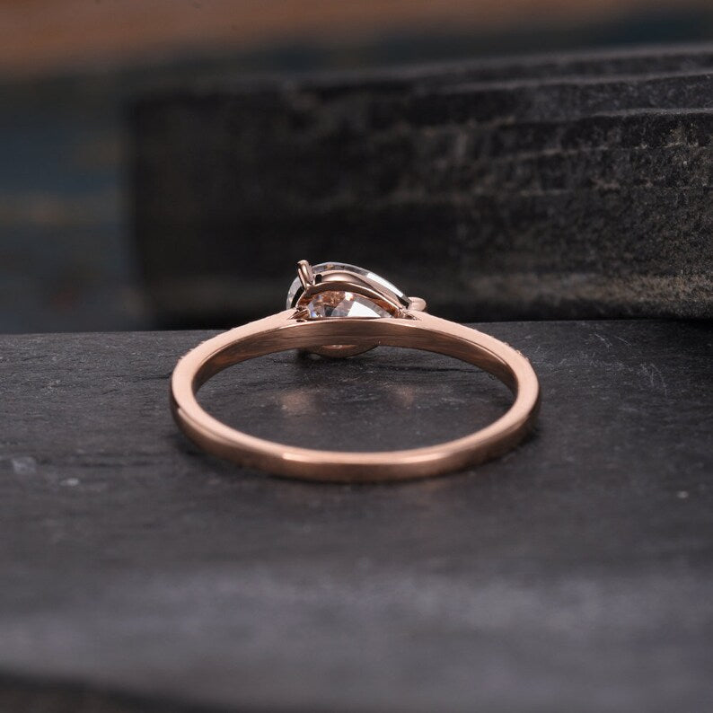 1.75 Pear Cut Rose Gold Over On 925 Sterling Silver Solitaire W/Accents Engagement Ring