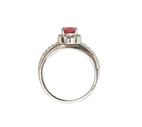1 CT Oval Cut Red Ruby Diamond 925 Sterling Women Halo Anniversary Ring