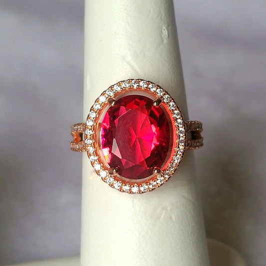 2 CT Round Cut Red Ruby Diamond 925 Sterling Silver Engagement Ring