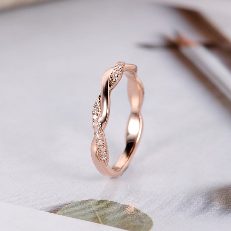 1 CT Round Cut Diamond 925 Sterling Silver Women Twisted Infinity Wedding Band Ring