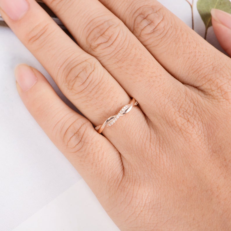 1 CT Round Cut Diamond 925 Sterling Silver Women Twisted Infinity Wedding Band Ring