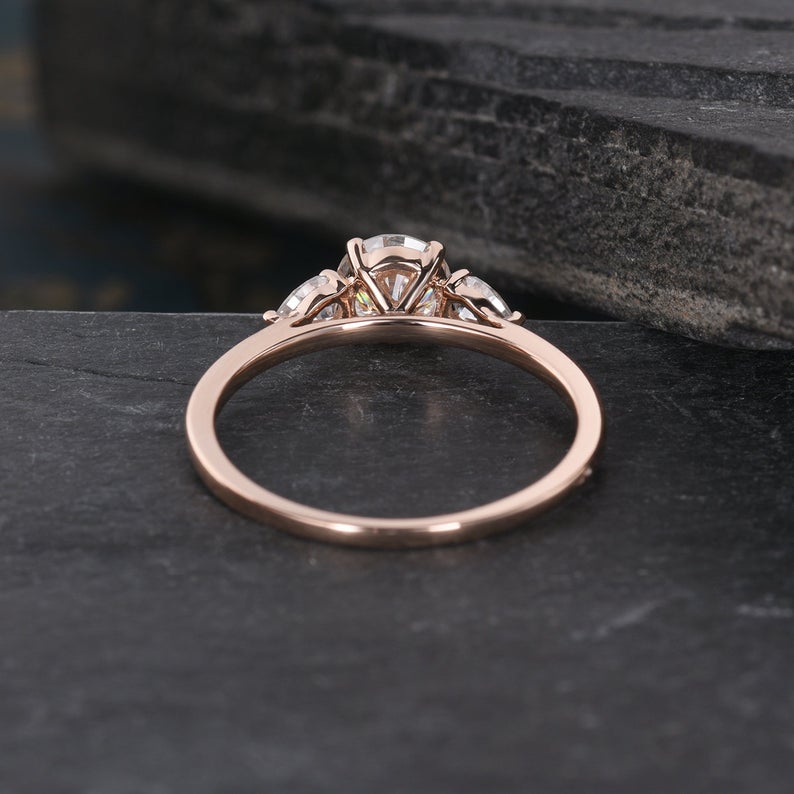 1.25 Ct Round & Pear Cut Three-Stone Promise Gift Ring In 925 Sterling Silver