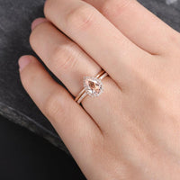 2.50 Ct Pear Cut Peach Morganite Rose Gold Over On 925 Sterling Silver Engagement Bridal Ring Set