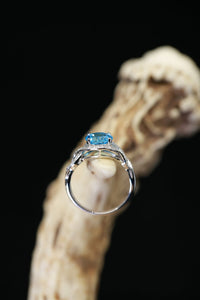 1 CT Round Cut Blue Topaz Diamond 925 Sterling Silver Halo Infinity Band Ring