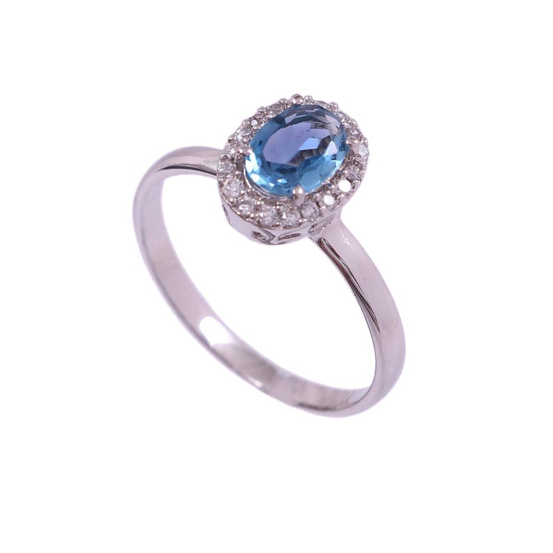 1 CT Oval Cut Blue Topaz Diamond 925 Sterling Silver Halo Engagement Ring