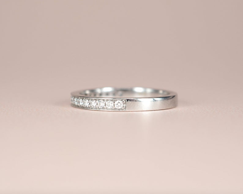1.20 CT Round Cut Diamond White Gold Over On 925 Sterling Silver Eternity Band Pave Set Ring