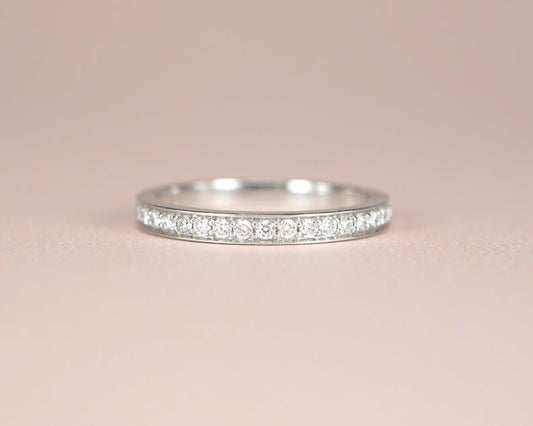 1.20 CT Round Cut Diamond White Gold Over On 925 Sterling Silver Eternity Band Pave Set Ring