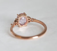 1 CT Oval Cut Pink Sapphire Diamond Rose Gold Over On 925 Sterling Silver Solitaire With Accents Ring