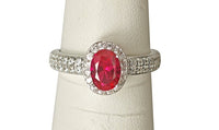 1 CT Oval Cut Red Ruby Diamond 925 Sterling Women Halo Anniversary Ring
