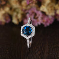 1 CT Round Cut Blue Sapphire Diamond 925 Sterling Silver Halo Anniversary Gift For Women