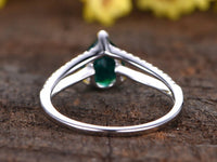 1.20 Ct Pear Cut Green Emerald Curve Engagement Band Ring In 925 Sterling Silver