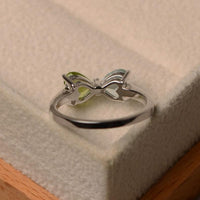 2 CT Trillion Cut Aquamarine & Peridot Double Stone Bow Ring In 925 Sterling Silver