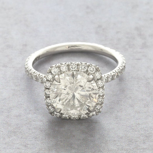 1 CT Cushion Cut Diamond 925 Sterling Silver Halo Engagement Ring