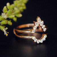 0.75 CT Marquise Pear & Diamond Ring Guard 925 Sterling Silver Wedding Band