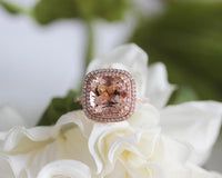 2 CT Cushion Cut Morganite Diamond 925 Sterling Silver Double Halo Ring