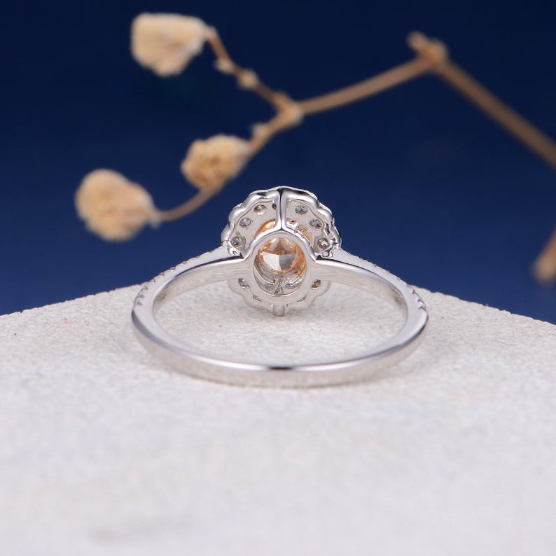 1.75 Ct Oval Cut Yellow Citrine & Round CZ Halo Engagement Ring In 925 Sterling Silver
