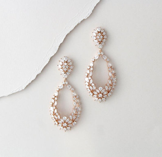 3.50 Ct Marquise Cut Diamond Rose Gold Over On 925 Sterling Silver Wedding Bridal Earrings