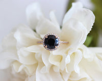 1 CT Round Cut Black Diamond 925 Sterling Silver Halo Engagement Ring