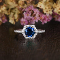 1 CT Round Cut Blue Sapphire Diamond 925 Sterling Silver Halo Anniversary Gift For Women