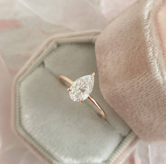 1 CT Pear Cut Diamond 925 Sterling Silver Solitaire Engagement Ring