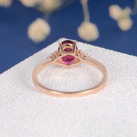 1.50 Ct Oval Cut Red Ruby Rose Gold Over On 925 Sterling Silver Solitaire W/Accents Anniversary Gift Ring