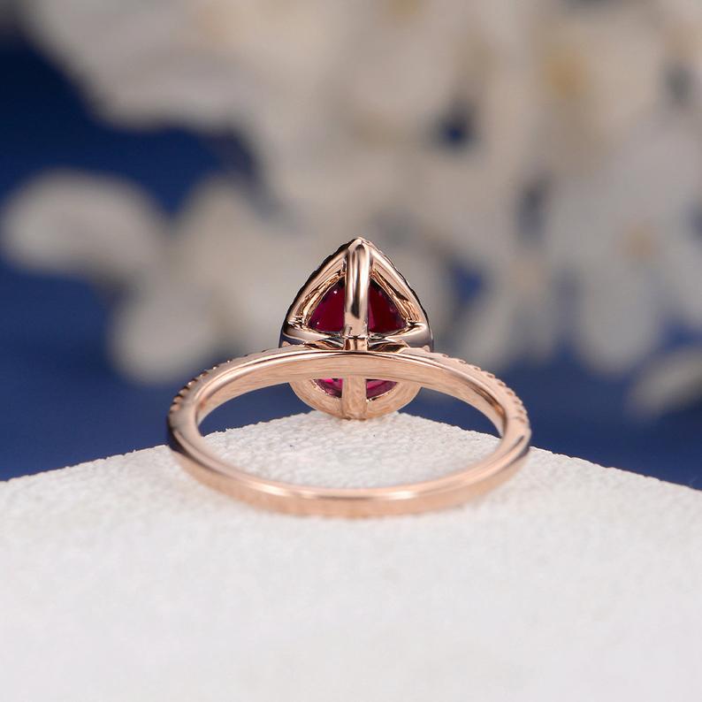 1 CT Pear Cut Red Ruby Diamond 925 Sterling Silver Halo Anniversary Gifts For Her