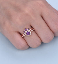 1 CT Round Cut Amethyst Diamond 925 Sterling Silver Stackable Band Halo Wedding Ring