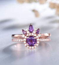 1 CT Round Cut Amethyst Diamond 925 Sterling Silver Stackable Band Halo Wedding Ring