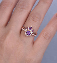 1 CT Round Cut Amethyst Diamond 925 Sterling Silver Stackable Band Halo Wedding Ring