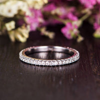 0.25 CT Round Cut Diamond 925 Sterling Silver Full Eternity Wedding Band Ring