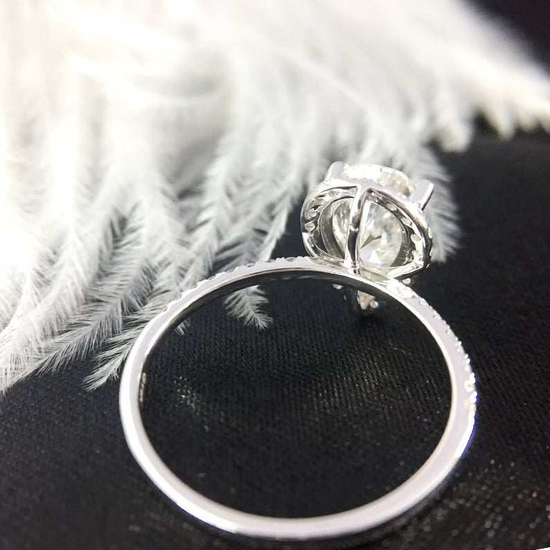 2 CT Pear Cut Diamond 925 Sterling Silver Halo Anniversary Ring