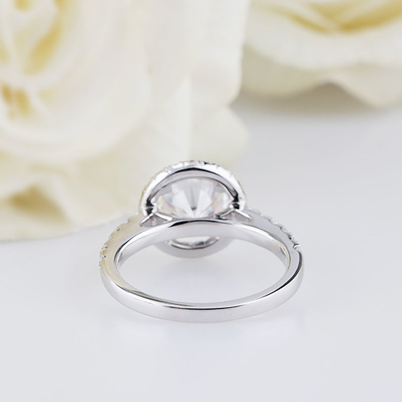 2 CT Round Cut Diamond 925 Sterling Silver Halo Wedding Ring Gift