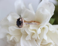 1 CT Round Cut Black Diamond 925 Sterling Silver Halo Engagement Ring