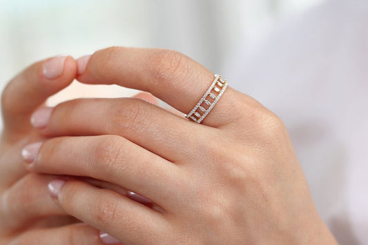 0.75 CT Baguette & Round Cut Diamond Yellow Gold Over On 925 Sterling Silver Wedding Band Ring