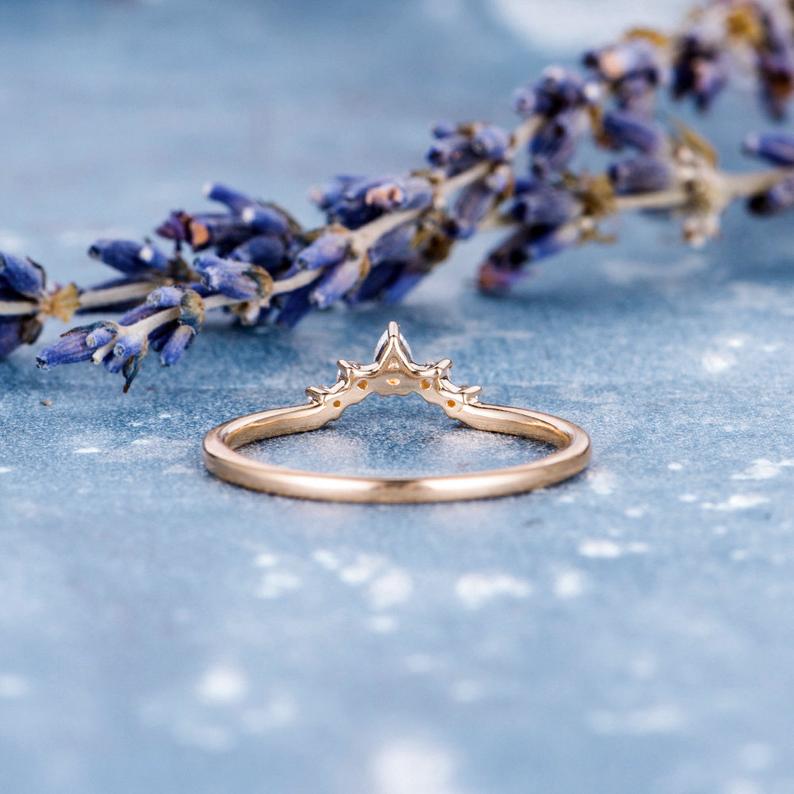 0.75 CT Pear Cut Diamond Rose Gold Over On 925 Sterling Silver Wedding Band Ring